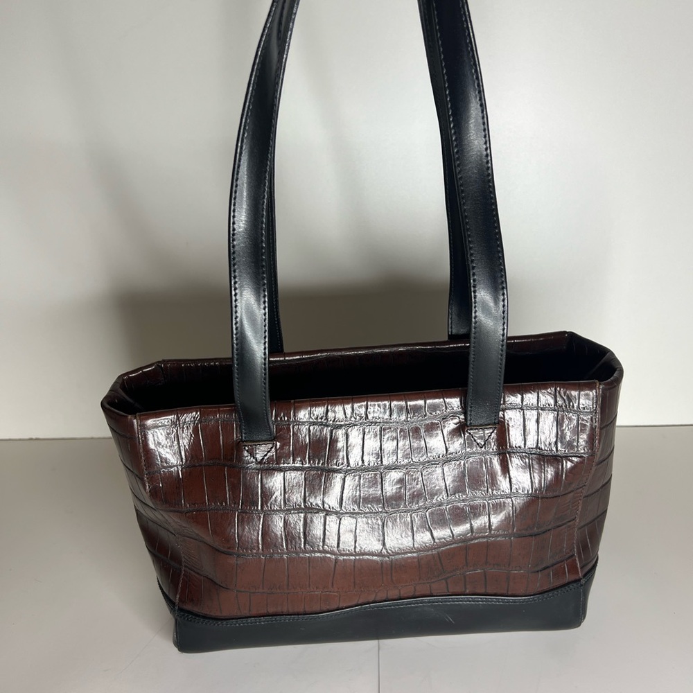 Cristian Elegant Brown Crocodile-Embossed Tote Shoulder Bag